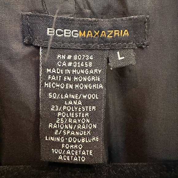 Vintage Y2K BCBGMaxAzria Black Grey Striped Classic Wool Blazer Jacket Size L - Picture 7 of 9